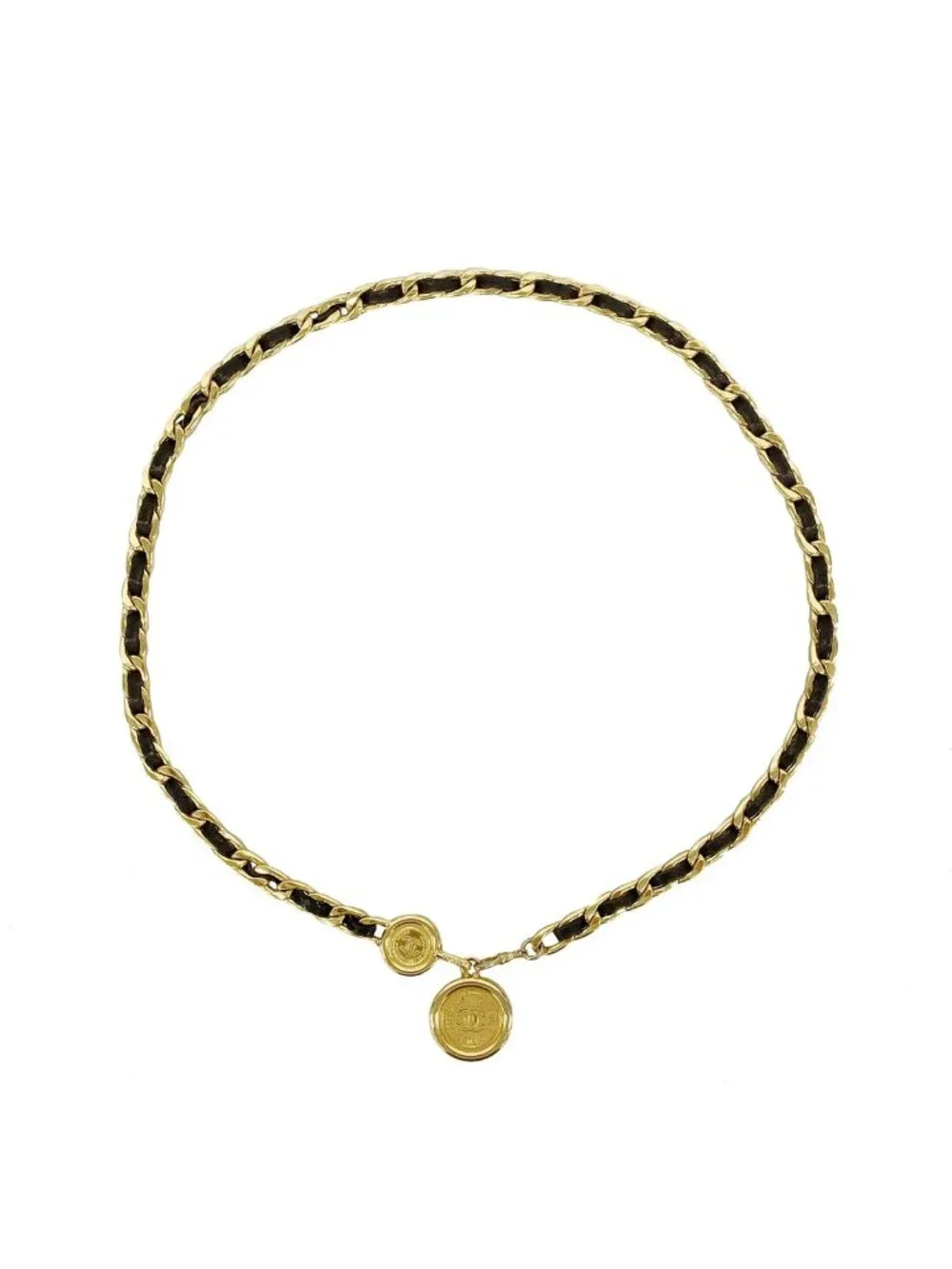 Chanel Belt Leather Gold Black
